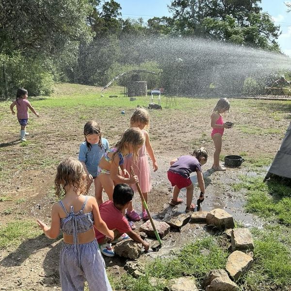 Childrens playing with water