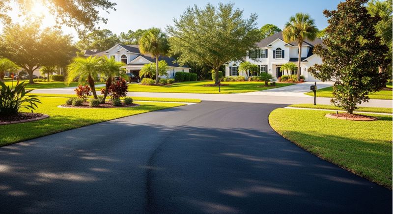 newly paved asphalt driveway in a North Florida 