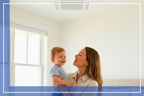 mother and child in a comfortable home