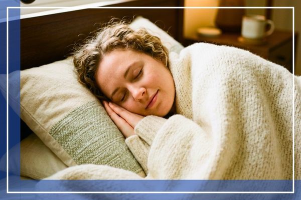 Resting comfortably in a temperature-controlled bedroom