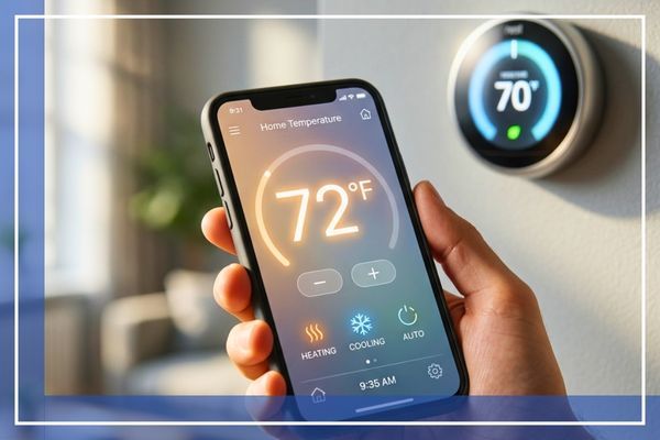 Controlling home temperature using a smartphone application.