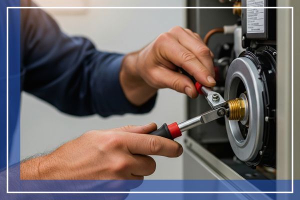 technician working furnace repairs