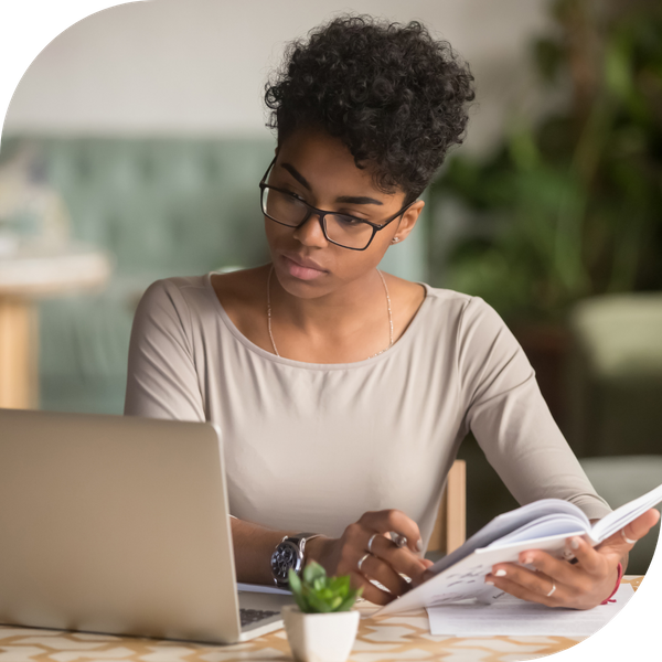 woman working on laptop