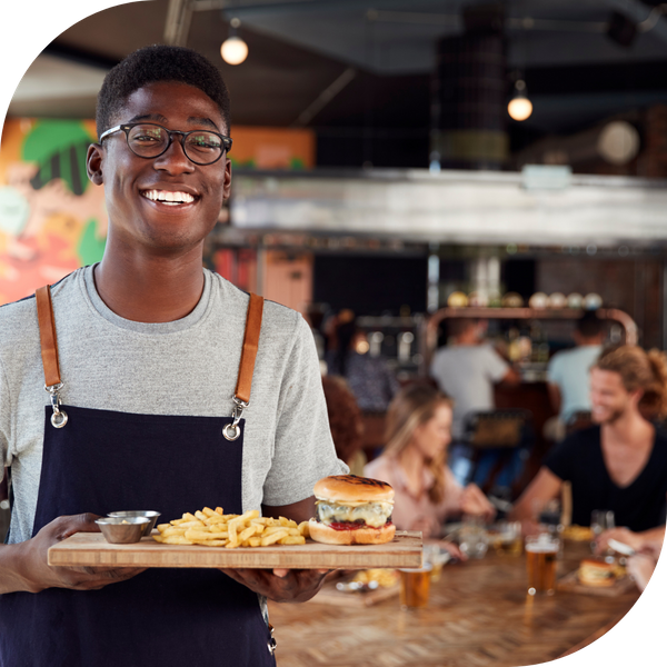 smiling restaurant owner