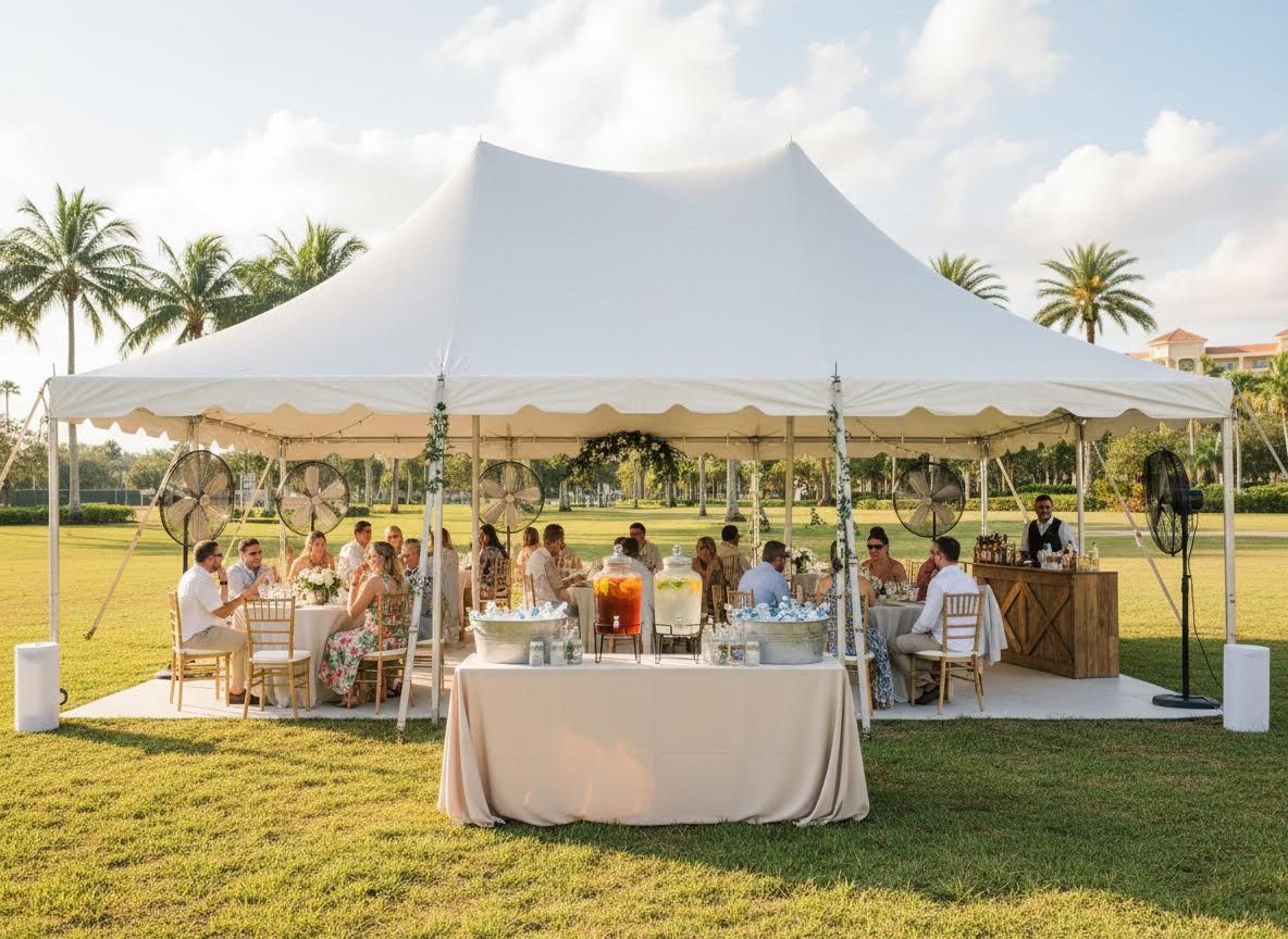 Outdoor Event Under White Tent