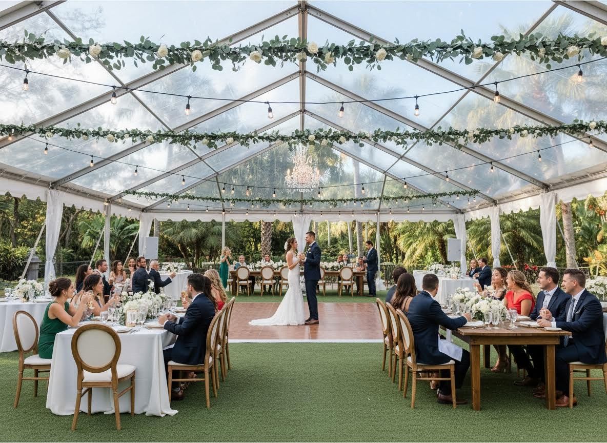 Elegant Wedding Reception in Clear Tent