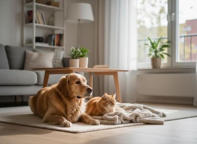 cat and dog in apartment