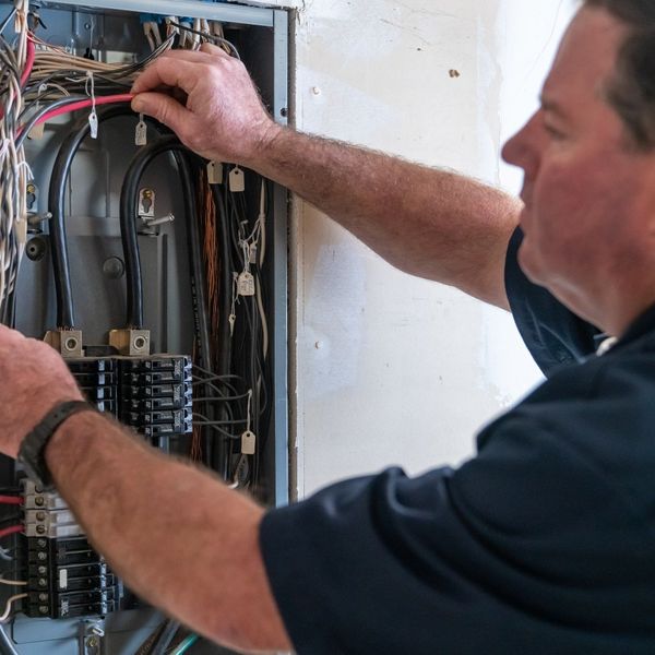 electrician working on panel