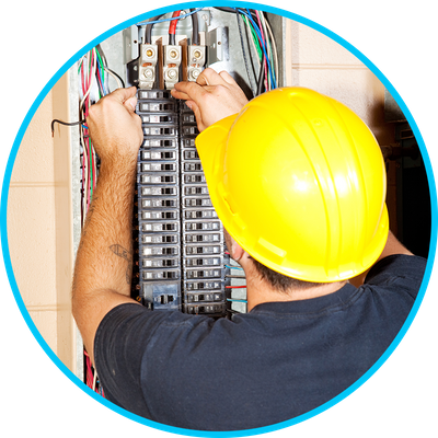 electrician installing/repairing electrical panel