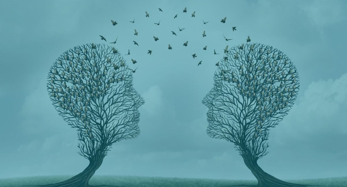 abstract image of trees as minds with birds between