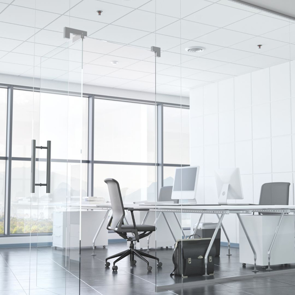 Corporate office with acoustic ceiling tiles