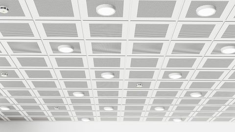 a wide shot of a suspended ceiling