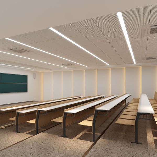 classroom with drop ceiling