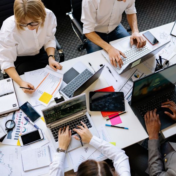 people working in an office. 