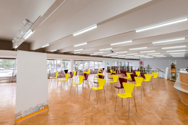ceiling in a library