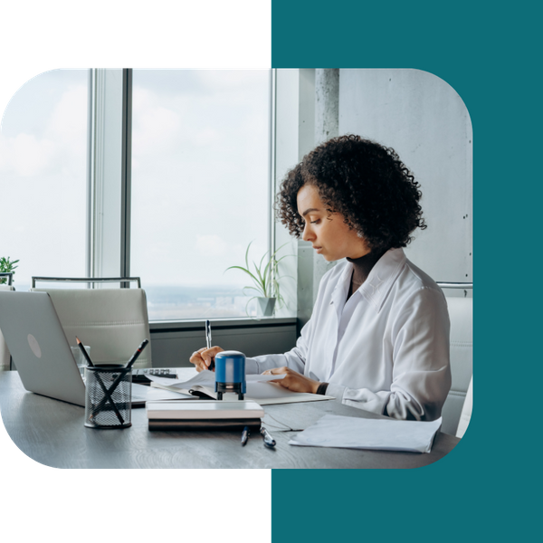 woman working on computer