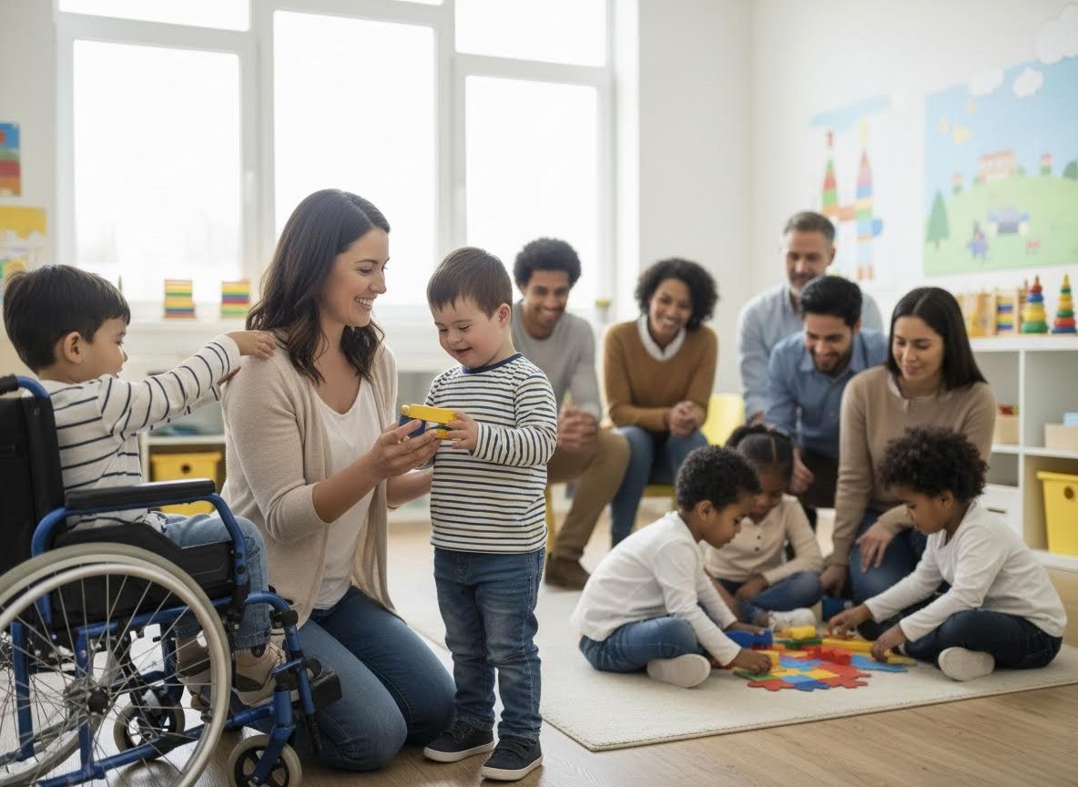 Teacher and Diverse Children in an Inclusive Setting