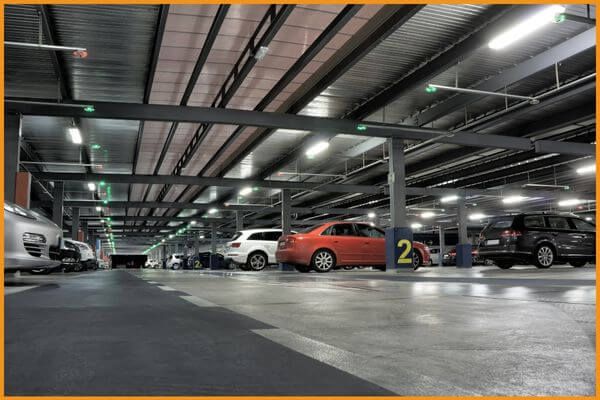 coated concrete in parking garage