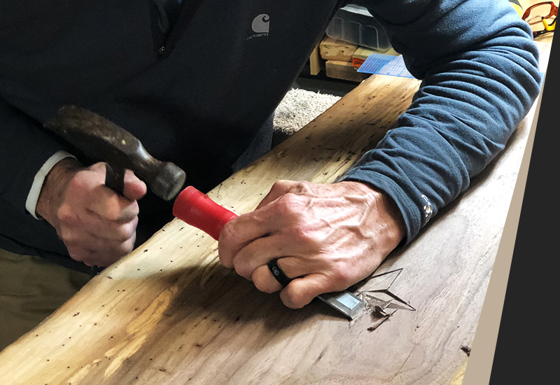 image a backgammon board being made