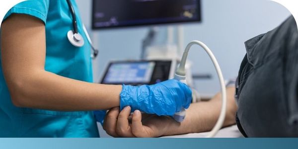 healthcare provider using an ultrasound machine