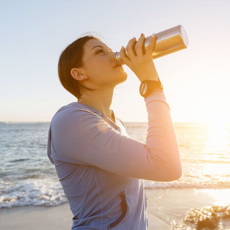 a woman drinking water