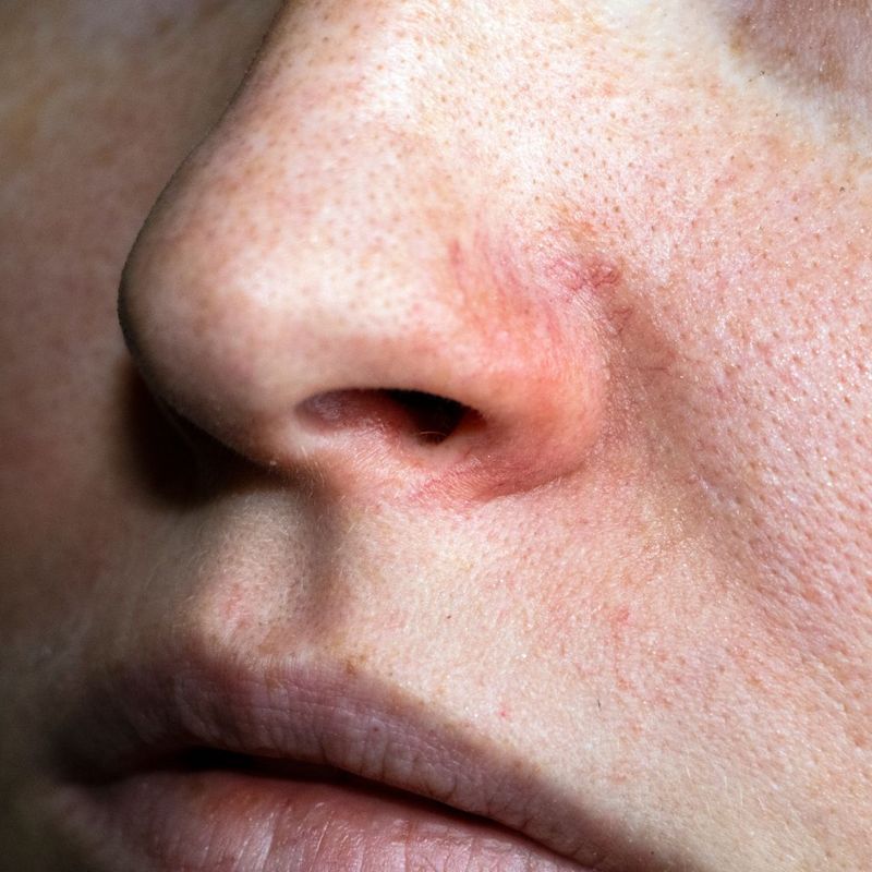 woman with rash across nose