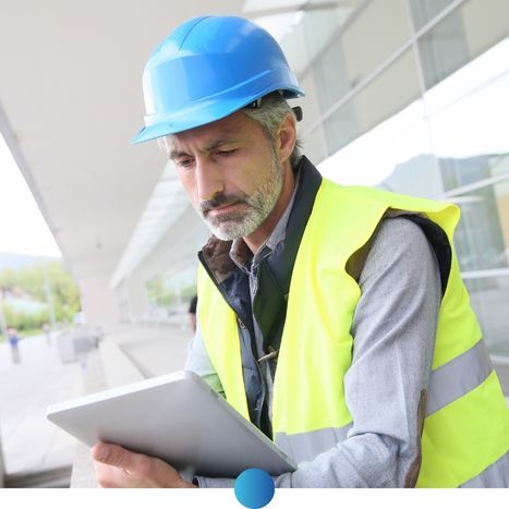 worker on tablet