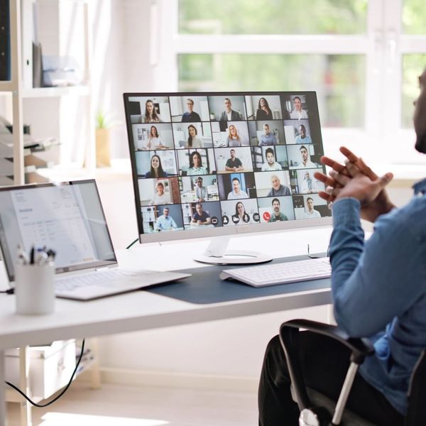 Person leading an online meeting