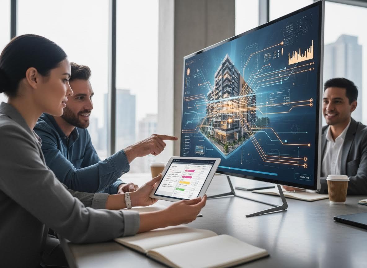 Business Team Analyzing Smart Building Data