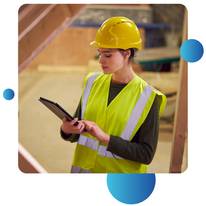 female worker with hard hat