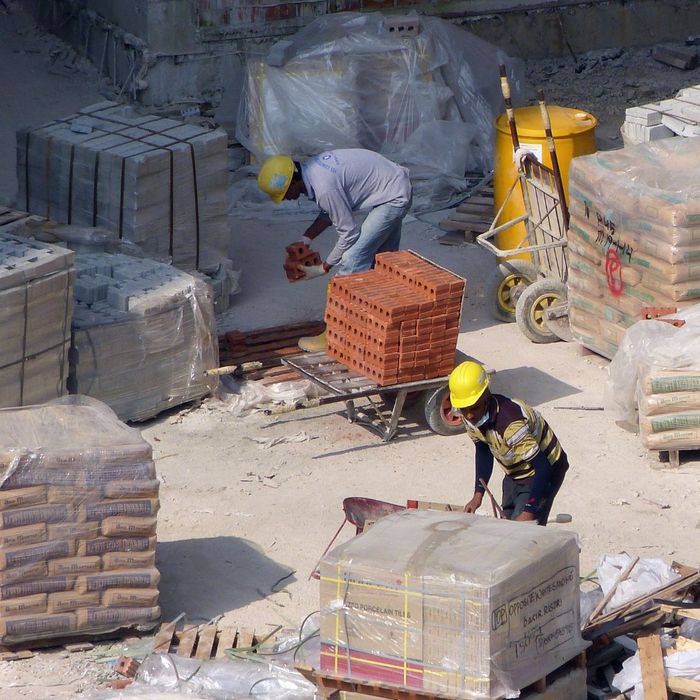 construction workers and materials