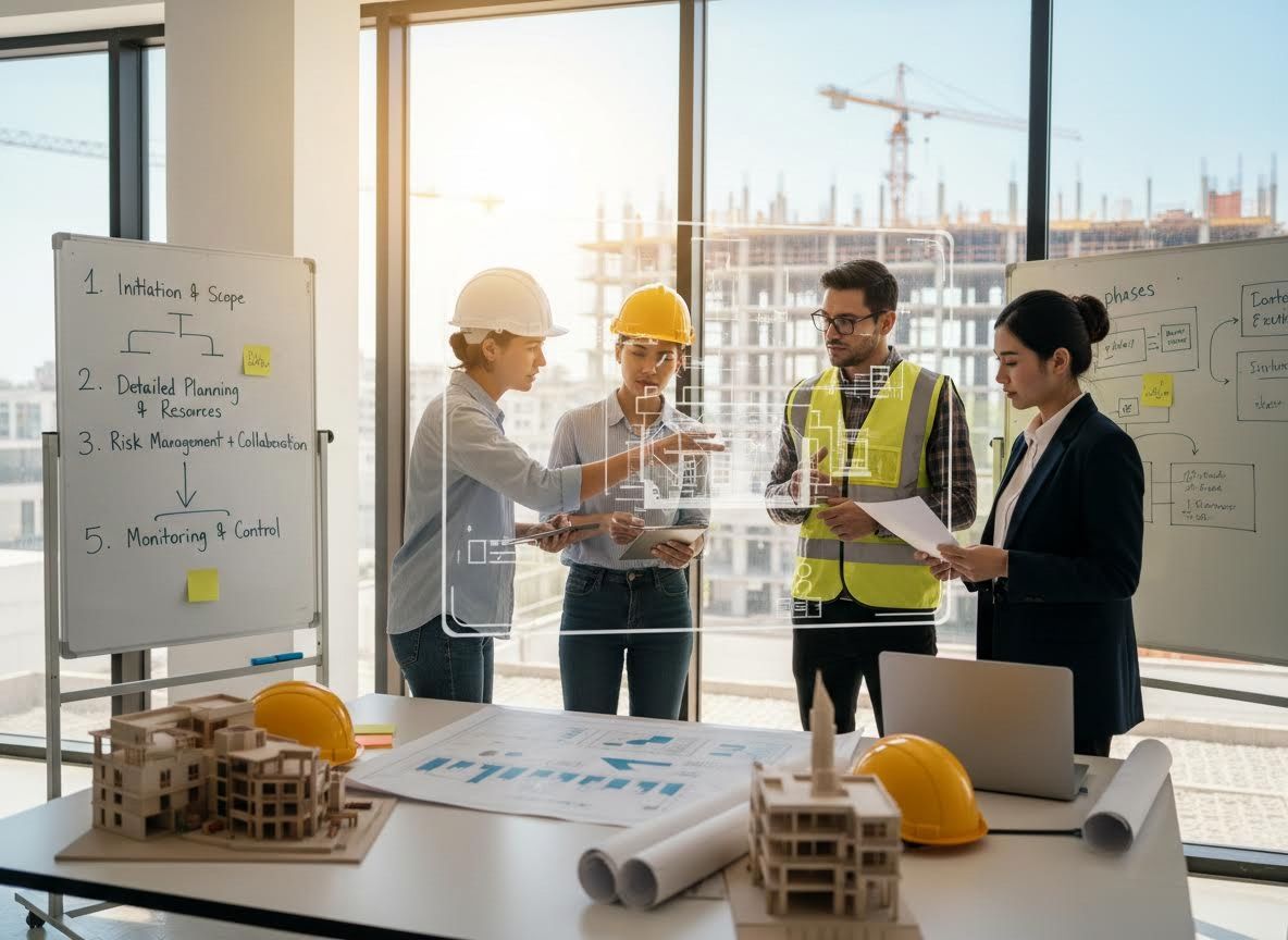 Construction Team Collaborates on Digital Building Plans