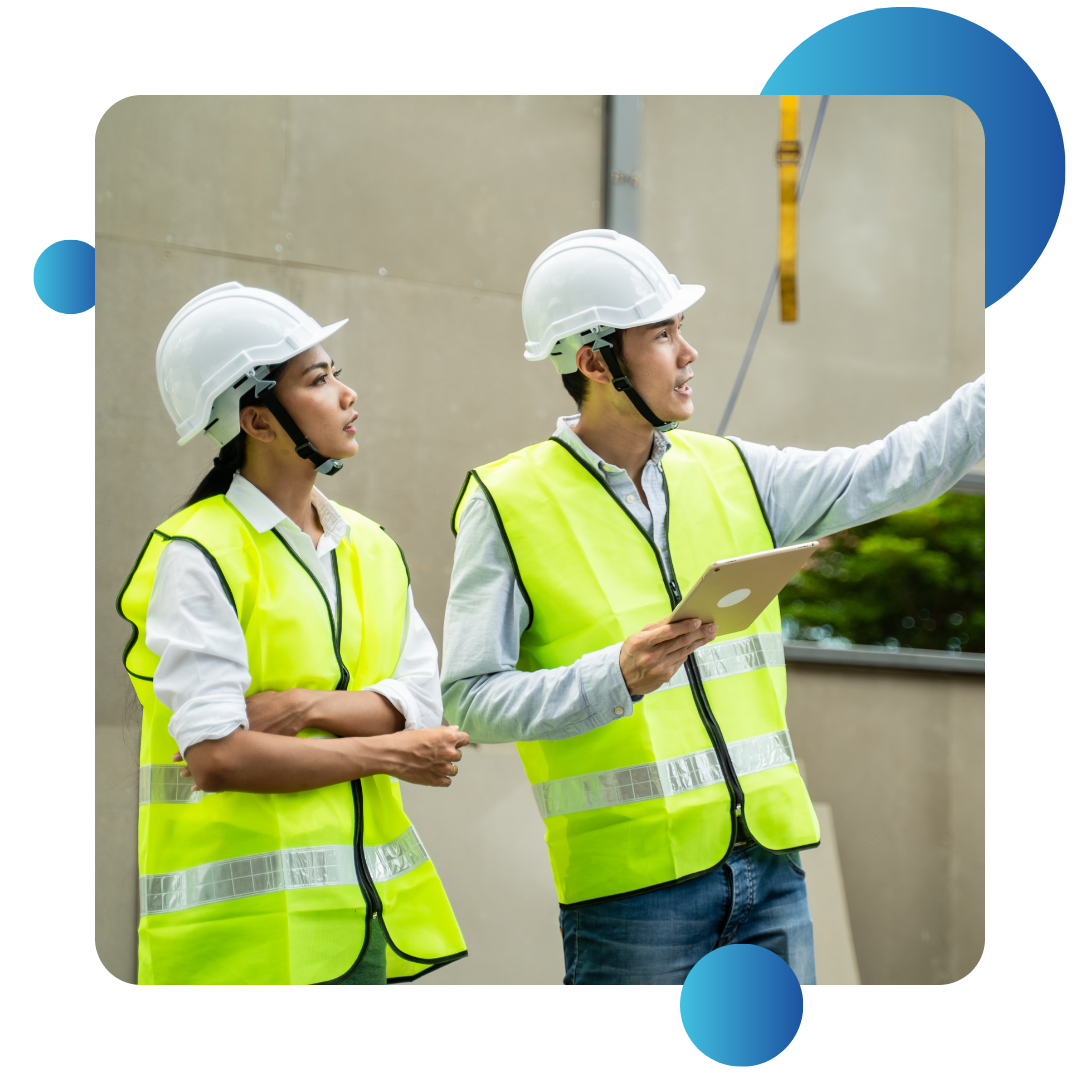 2 workers at construction site