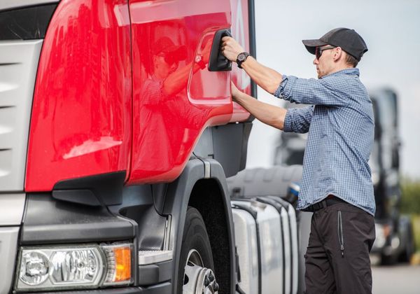 truck driver opening door