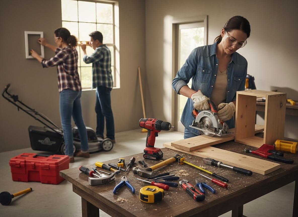 People engaged in home improvement projects