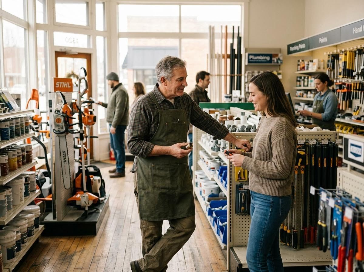 Hardware Store Employee Assisting Customer