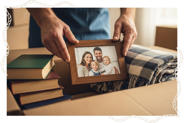 mover carefully packing family photo