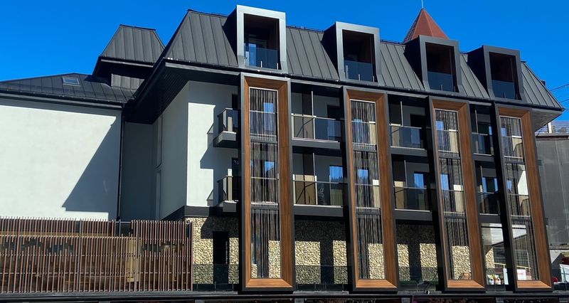 three-story apartment building
