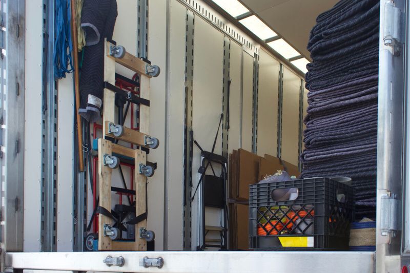 moving truck with moving supplies inside
