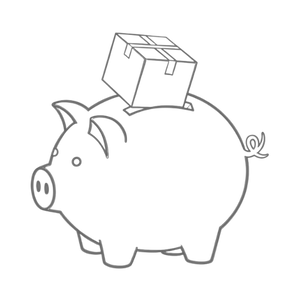 piggy bank with moving box icon