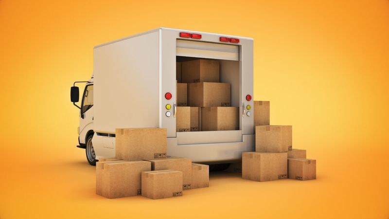 moving van graphic with boxes