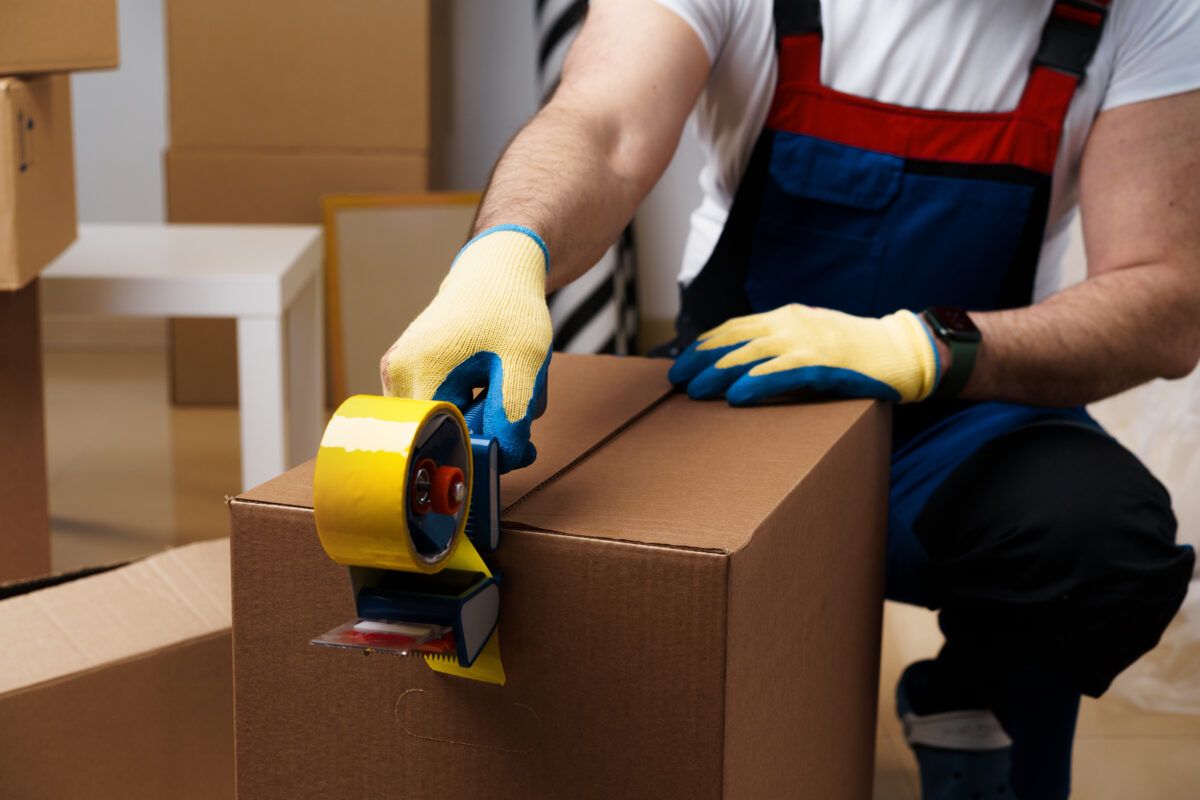 mover sealing box with packing tape