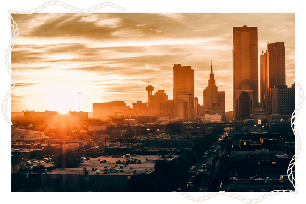 dallas skyline during sunset