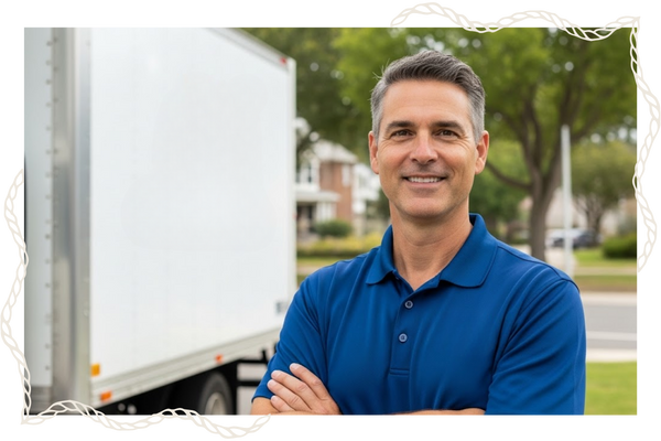 mover standing in front of truck