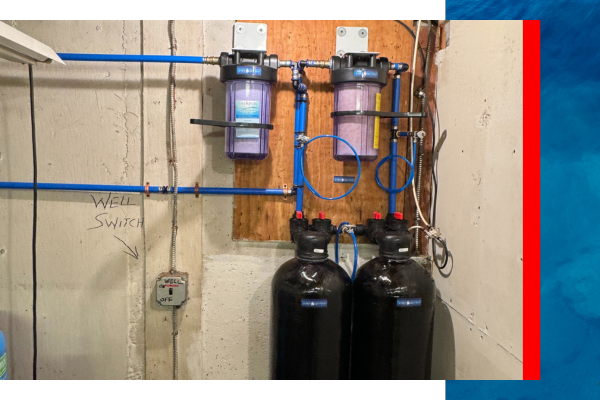 a water filtration system in a basement