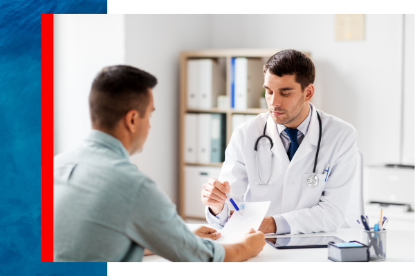 a doctor talking to a man about his health