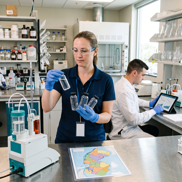 a water specialist looking at wate samples