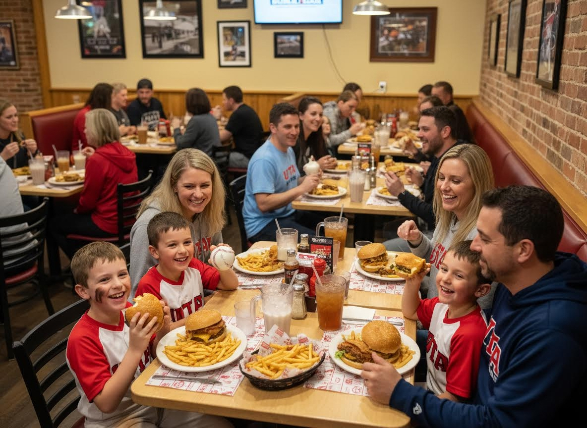 Families and Kids Enjoying Meals at a Restaurant