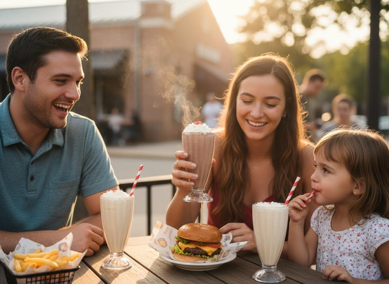 Happy family enjoying an outdoor meal