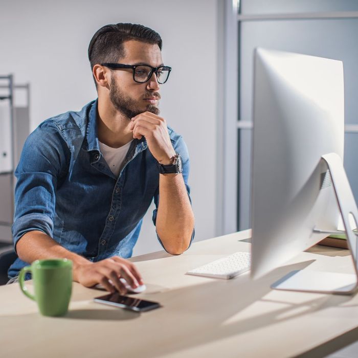 man on computer